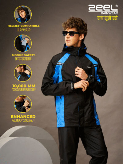Zeel Go Hike Black & Blue Rainsuit