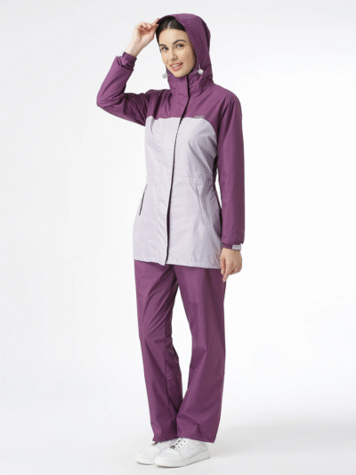 Premium Solid Violet Women Rainsuit
