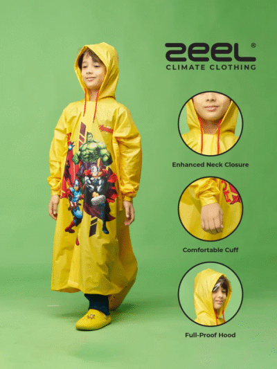 ZEEL YELLOW AVENGER KIDS PREMIUM WATERPROOF RAINCOAT